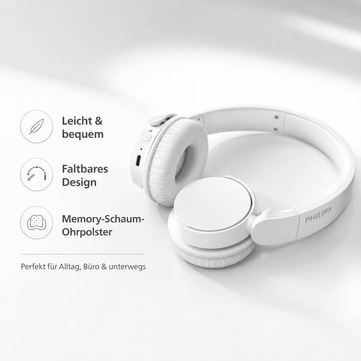 Philips TAH4209 On-Ear Bluetooth-Kopfhörer – Weiß