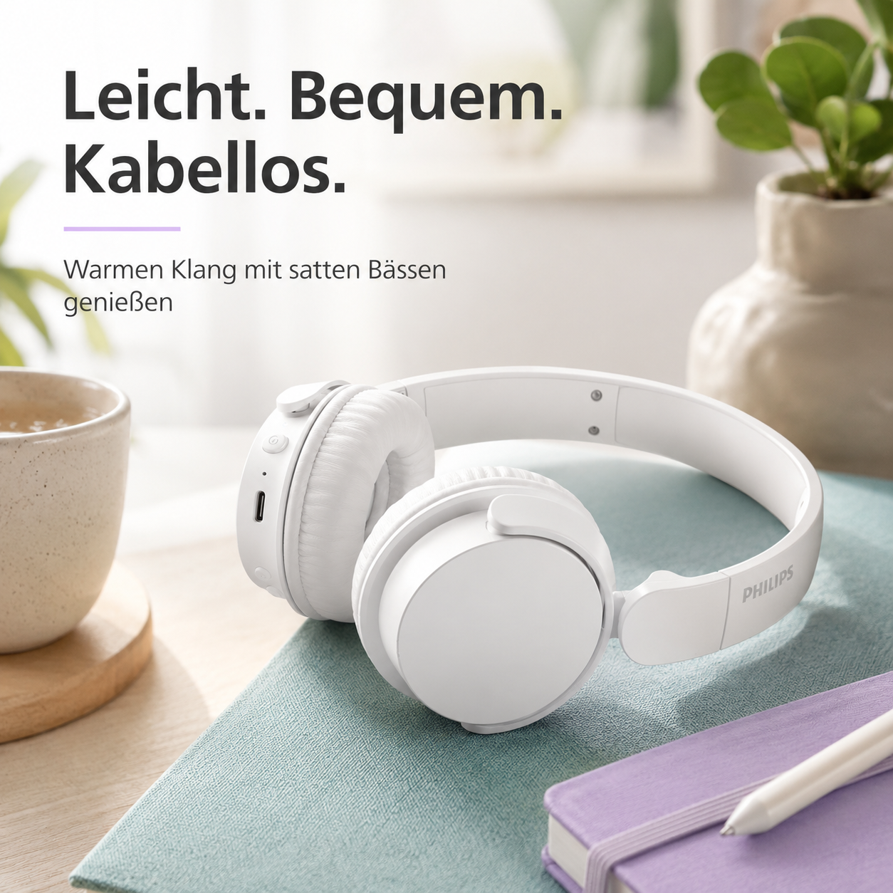 Philips TAH4209 On-Ear Bluetooth-Kopfhörer – Weiß