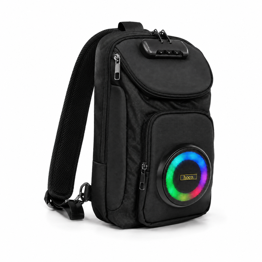 hoco HC42 Bluetooth-Lautsprecher-Rucksack in Schwarz mit RGB-Licht