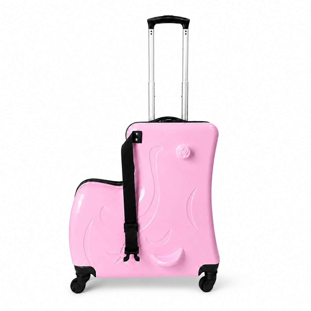 Kinder-Reisekoffer Rosa mit Hartschale, 4 Rollen und Teleskopgriff